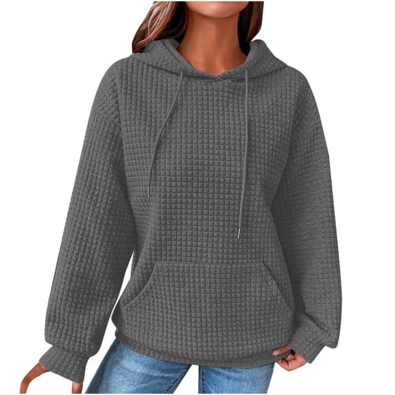 Edvintorg Hoodies Women Pullover Female Solid Casual Long Sleeve Round Neck Lightweight Sweatshirts Tops Comfy Fall Fashion Outfits