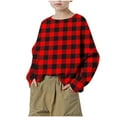 thumbnail image 5 of HAiming Plaid Sweatshirts for Kids Long Sleeve Crew Neck Loose Casual Pullover Shirts Fall Winter Outdoors Sweater, 5 of 9