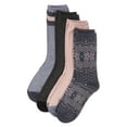 thumbnail image 4 of MeMoi Women's 4 Pair Pack Fairisle Buttersoft Crew Socks - Womens - Female, 9-11, Gray, 4 of 4