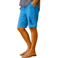 thumbnail image 3 of TaTaai Loose Fit Shorts for Women Cotton Linen Blend Solid Color Capris Casual Summer Bermuda Pants Elastic Waist Comfy Breathable Daily Wear Beach Vacation Gift, 3 of 6