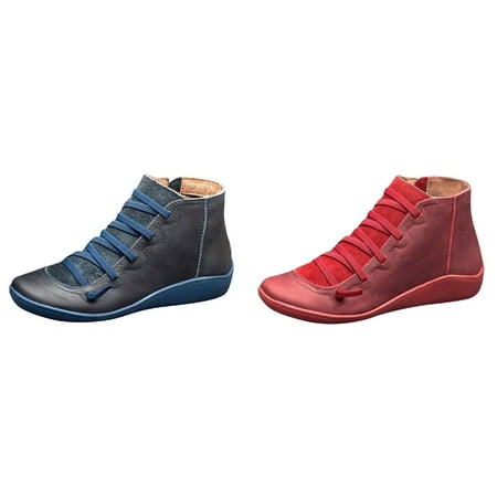 

DBYLXMN Leather Round Casual Lace-up Women s Boots Shoe Side Toe Flat Zipper Boots Retro women s boots Boots Heels for Women Dress Boots for Women with Heel Wide Width Boots for Women Booties Women