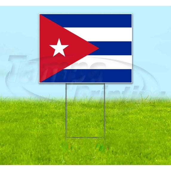 Cuba Flag (18" x 24") Yard Sign, Includes Metal Step Stake