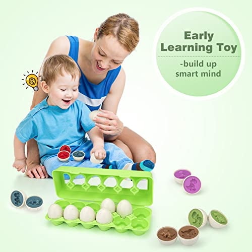 EDUJOY Huevos de Dinosaurio Juguetes para 2 3 1 Año de Edad Niño Regalos, Coincidencia Mon EDUJOY EDUJOY
