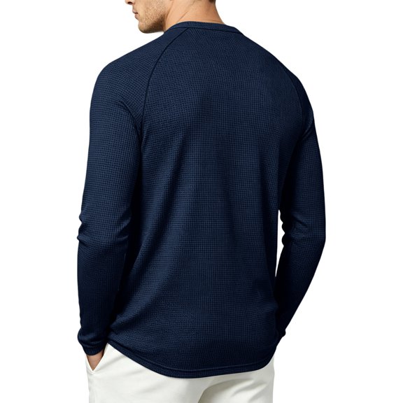 Yifymode Men's Henley Long Sleeve Shirts Button Casual Stylish T-Shirts Basic Solid Color Pullover Shirt,Light Purple 3XL