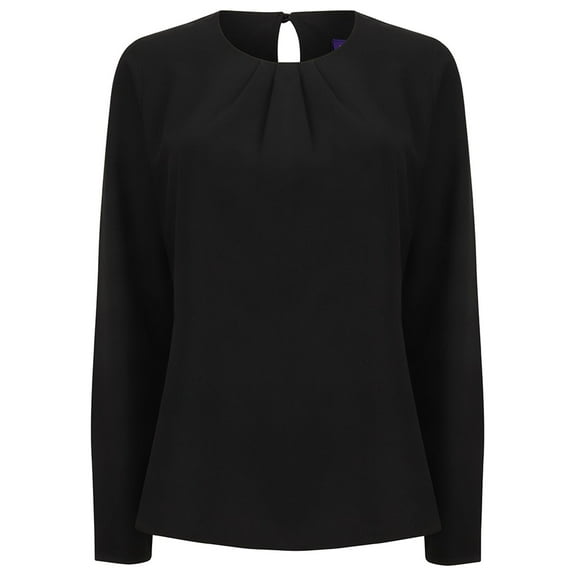 Henbury Womens Pleat Front Long Sleeve Blouse