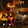 thumbnail image 6 of Halloween Pumpkin Elf Doll,14Inch Handmade Stuffed Pumpkin Elf Toys with Black Hat,White Gloves,Dresses,and Cape for Halloween and Autumn Harvest Holiday Tabletop Home Decorations, 6 of 9