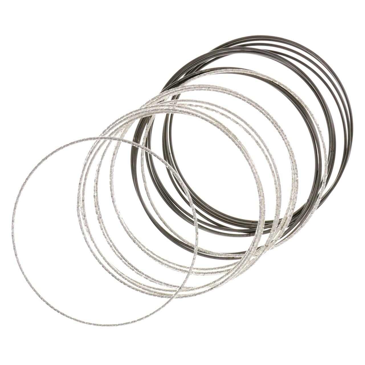 Mi Amore Silver-Tone And Black 20 Piece Bangle Bracelet Set For Women TMB638