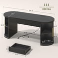 thumbnail image 2 of Modern Executive Desk with 2 Drawers, 58.3" x 21.7" Fluted Computer Desk with 2 Sliding Doors Storage, Home Office Desk, 2 of 7