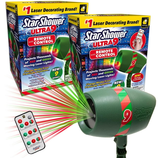 Proyector láser navideño Star Shower Ultra 9 para exteriores, paquete de 2