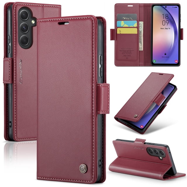 CaseMe Funda de Cuero para Samsung Galaxy A54 5G con Bloqueo RFID, para Samsung Galaxy A54 5G Funda para Mujer y Hombre, Tarjetero con Cierre Magnético, Funda Tipo Folio para Samsung Galaxy A54 5G