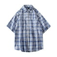 thumbnail image 2 of WREESH Men's Button Down Shirts Casual Fashion Plaid Short Sleeve with Turn-Down Collar and Pockets for a Summer Style Blue, 2 of 8