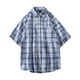 thumbnail image 1 of Mens Manga Corta Botón Abajo Camisas Cuadrado Gira Abajo Cuello Casual Camisa para Hombres, Blusa de Verano de Poliéster, 1 of 7
