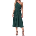 thumbnail image 1 of Vestido plisado con cordón INSPIRE CHIC para mujeres, vestido de cóctel de un solo hombro sin mangas, 1 of 6