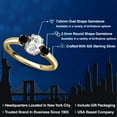thumbnail image 2 of Gem Stone King 18K Yellow Gold Plated Silver White Created Sapphire and Black Diamond Engagement Ring for Women | 1.34 Cttw | Oval 7X5MM | Gemstone September Birthstone | Size 9, 2 of 6