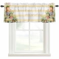 thumbnail image 4 of Kitchen Valances for Window, Watercolor Flower Potted Plant Light Filtering Rod Pocket Valance Curtain, Farm Beige White Stripe Short Curtains Window Topper for Bedroom Bathroom Living Room 42x12in, 4 of 9
