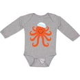 thumbnail image 3 of Inktastic Orange Octopus Cute Sea Creature Nautical Boys or Girls Long Sleeve Baby Bodysuit, 3 of 5