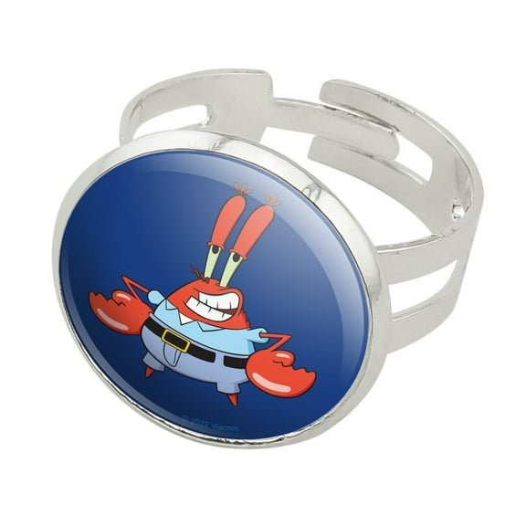 SpongeBob Mr. Krabs Pose Silver Plated Adjustable Novelty Ring