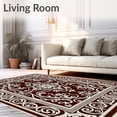 thumbnail image 2 of ODIKA 6'x9' Machine Washable Non-Slip Area Rug, Ornate Medallion Scrollwork with Vintage Botanical Accents High Traffic Rug, Brown, 563767, 2 of 7