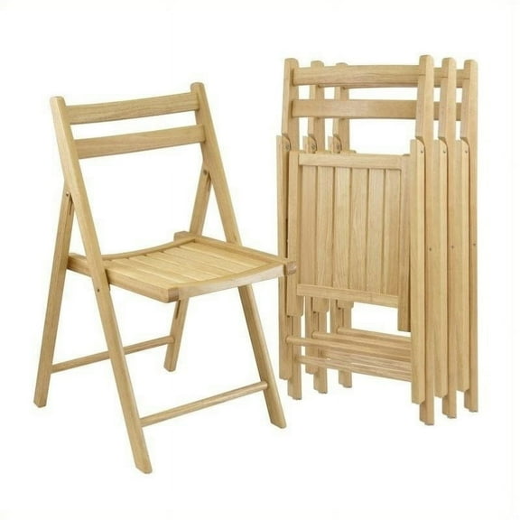 Pemberly Row 4 Piece Folding Chair Set in Beech Finish