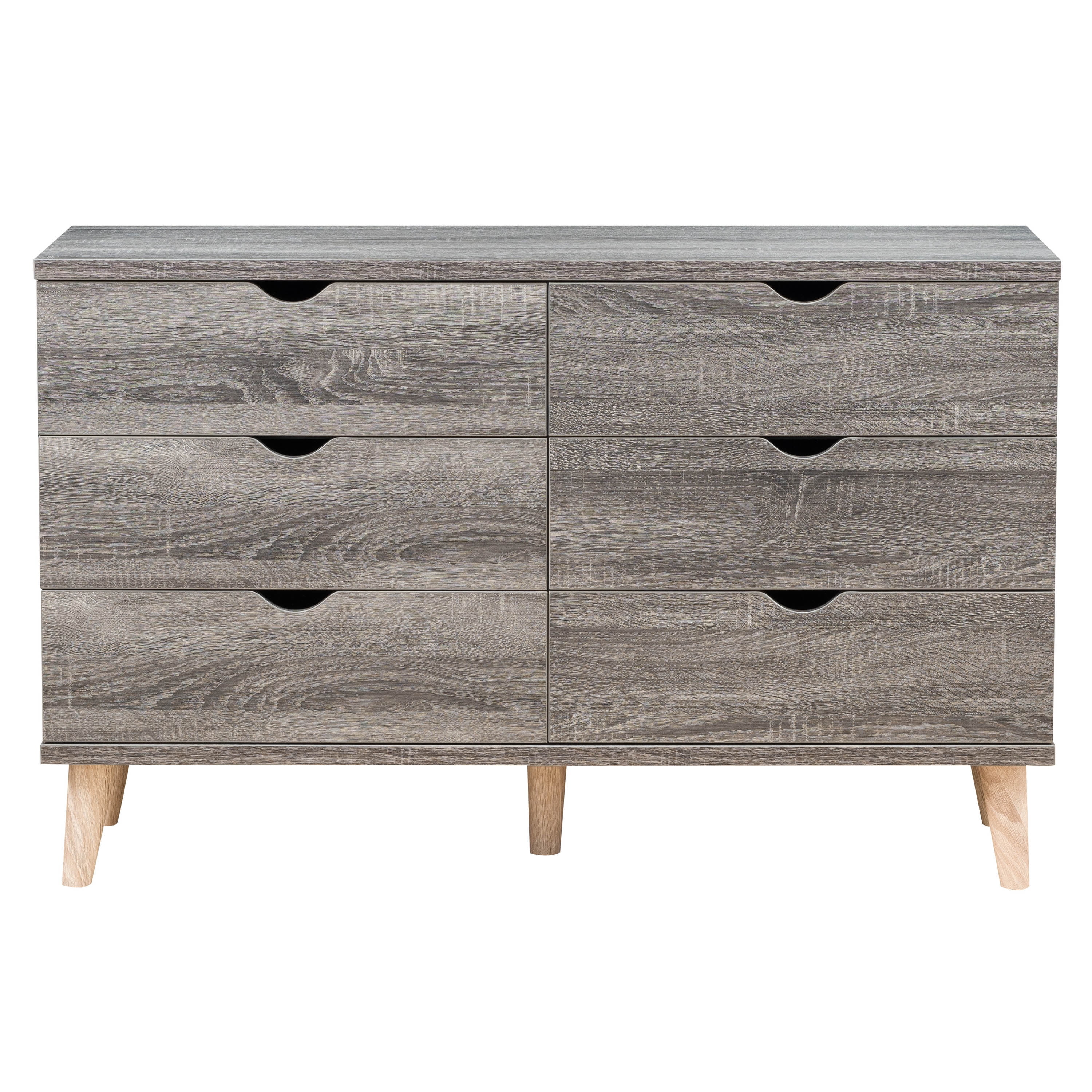 24/7 Shop At Home Orden Wood 6-Drawer Dresser for Bedroom, Dark Gray (No Knobs)