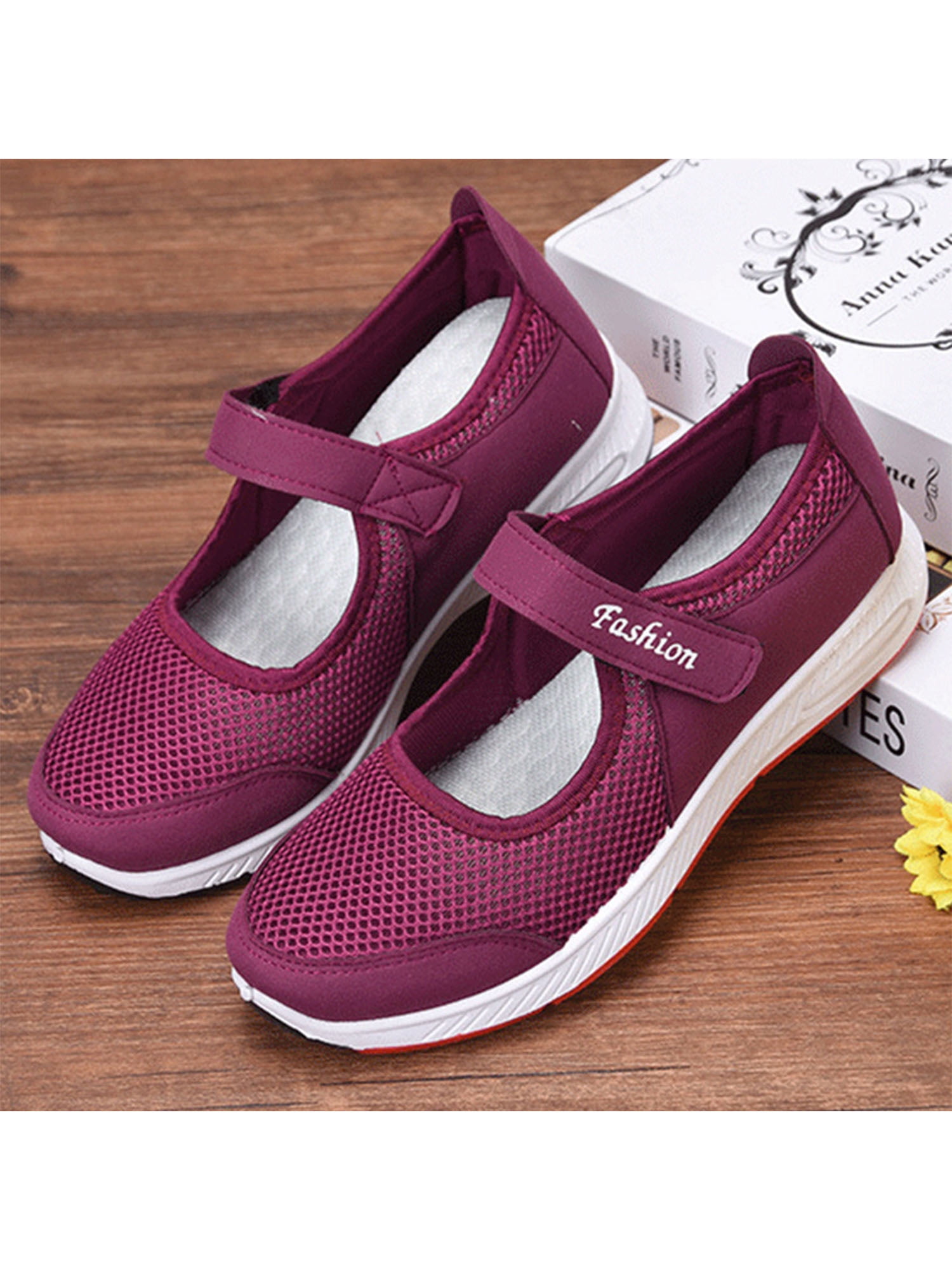 Hotter Women's Flow Wide Fit Mary Jane Shoe Textile Slip on Adult Casual Trainer 