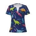thumbnail image 3 of Naloa Dinosaurs Print T-Shirts Short Sleeve V Neck Tees for Women Fashion Tops Trendy Lightweight Soft Casual Summer Outfits Clothes, 3 of 5