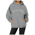 thumbnail image 2 of New York Hoodies for Women Fall Winter Long Sleeve Graphic Hooded Sweatshirt with Pockets Streetwear Pullover Tops, 2 of 5