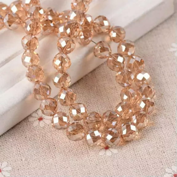 U8MO 20pcs 8mm Crystal Glass Faceted Teardrop Ball Loose Craft Spacer Beads Jewelry-Amber Gold