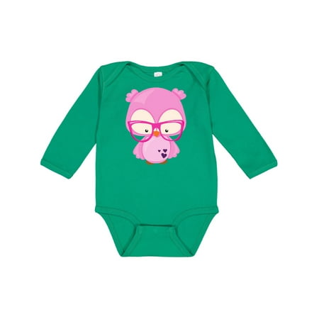 

Inktastic Valentine s Day Owl Pink Owl Glasses Hearts Gift Baby Boy or Baby Girl Long Sleeve Bodysuit