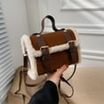 thumbnail image 3 of Bolso de hombro de moda Sonducket terciopelo de felpa de cordero marrón, 3 of 6