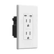ELEGRP USB Outlets Receptacles, 65W Dual USB C Wall Outlet for Laptop, Power Delivery 15 Amp Tamper Resistant Electrical Outlet with USB C Ports, Wall Plate Included, UL Listed