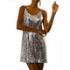 thumbnail image 4 of Vestido de Promoción Mini de Mujer Inspire Chic con Brillo y Lentejuelas, Cuello en V, Tirantes Ajustables, Plateado-Rosa S, 4 of 8