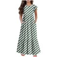 thumbnail image 1 of Huvoen Robe de Demoiselle d'Honneur pour Mariage Mode Été Nouvelles Manches Courtes Col Rond Robe Unie Verte 8 Ans, 1 of 7