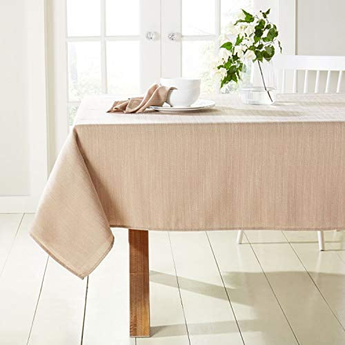 TOWN & COUNTRY LIVING Harper Stain and Water Resistant Tablecloth Single Pack, Brownstone Beige, 60"x120"