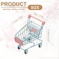 thumbnail image 2 of Mini Shopping Cart, Tiny Shopping Cart Trolley Miniature Grocery Supermarket Handcart Small Basket with Wheels for Pretend Play Dolls Storage Store Toy Dollhouse Gift, Blue Pink, 2 of 6