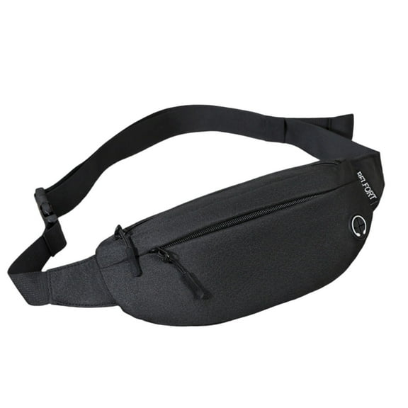 Crossbody Sling Bag Fanny Pack with Dual Pockets - Water Resistant Purses and Handbags, Adjustable Waist Pack Running Belt for Men and Women (Black, Large)