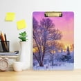 thumbnail image 6 of FMSHPON Winter LandscapeForest Trees Sunrise Clipboard Hardboard Wood Nursing Clip Board and Pull for Standard A4 Letter 13x9 inches, 6 of 7