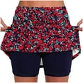 thumbnail image 2 of Feancey Gym Skorts for Women Plus Size High Waisted Tennis Skirts Vintage Floral Print Golf Skorts Summer Casual Boho Mini Skirt with Pockets Navy XL, 2 of 5