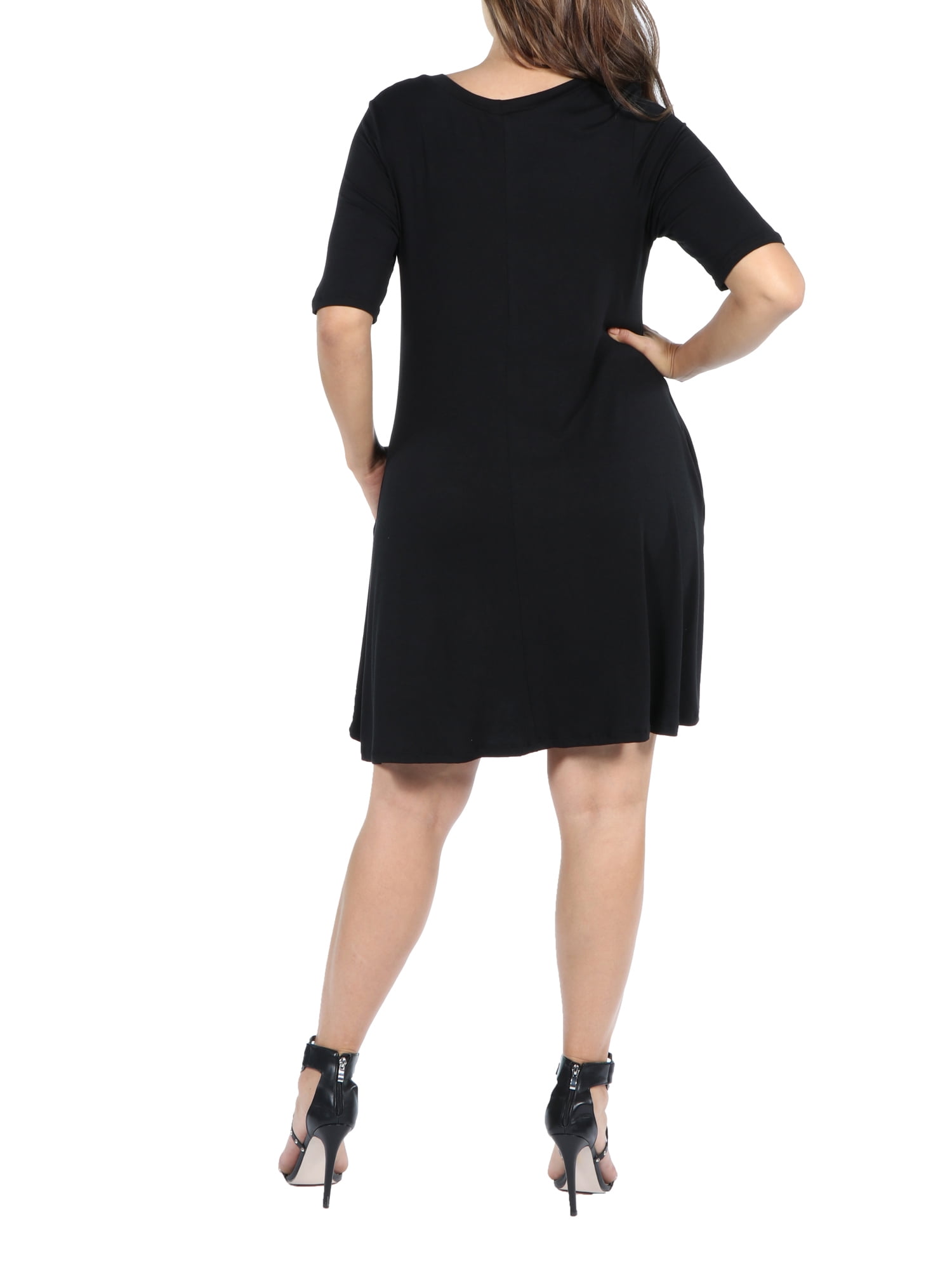 24Seven Comfort Apparel Pocket Plus Size Mini Dress