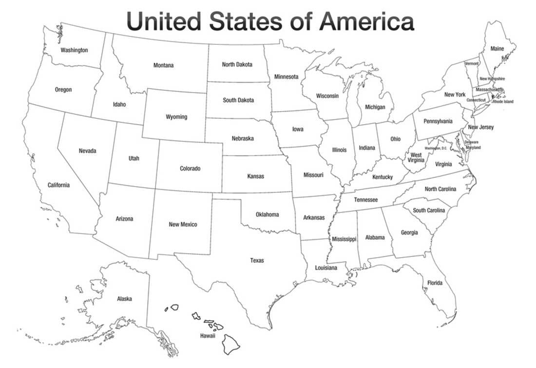 United States of America Map USA Coloring Art Poster Print Poster ...