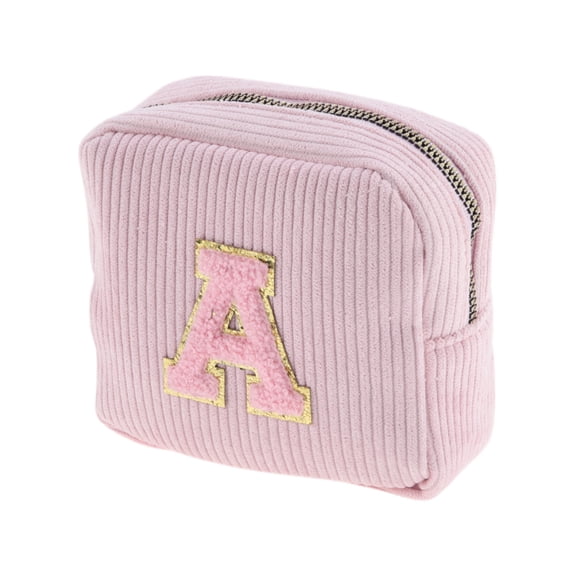 Unique Bargains 1 Pc Letter A Pattern Makeup Bag for Travel and Organization Pink