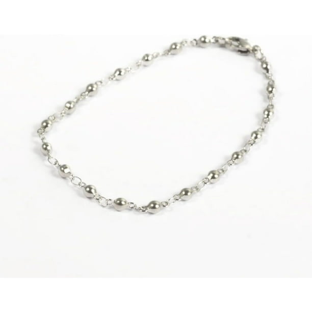 1 unidad de pulsera de acero inoxidable 304 resistente, pulsera de eslabones redondos, pulsera metálica con cierre de pinza de langosta.