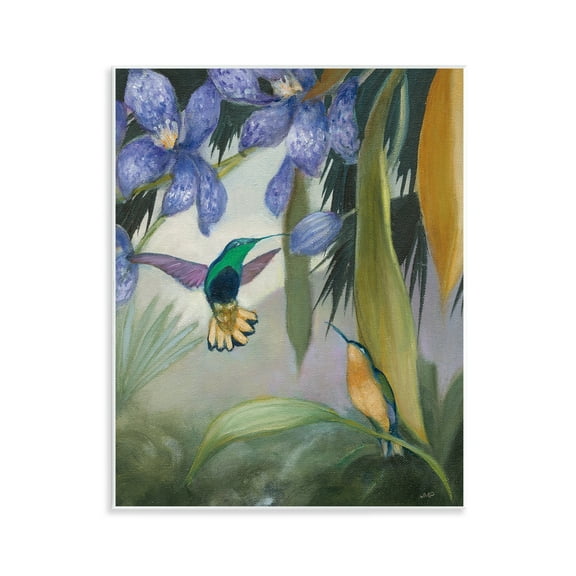 Stupell Industries Hummingbirds in Nature Landscape Painting Unframed Art Print Wall Art, 11 x 14