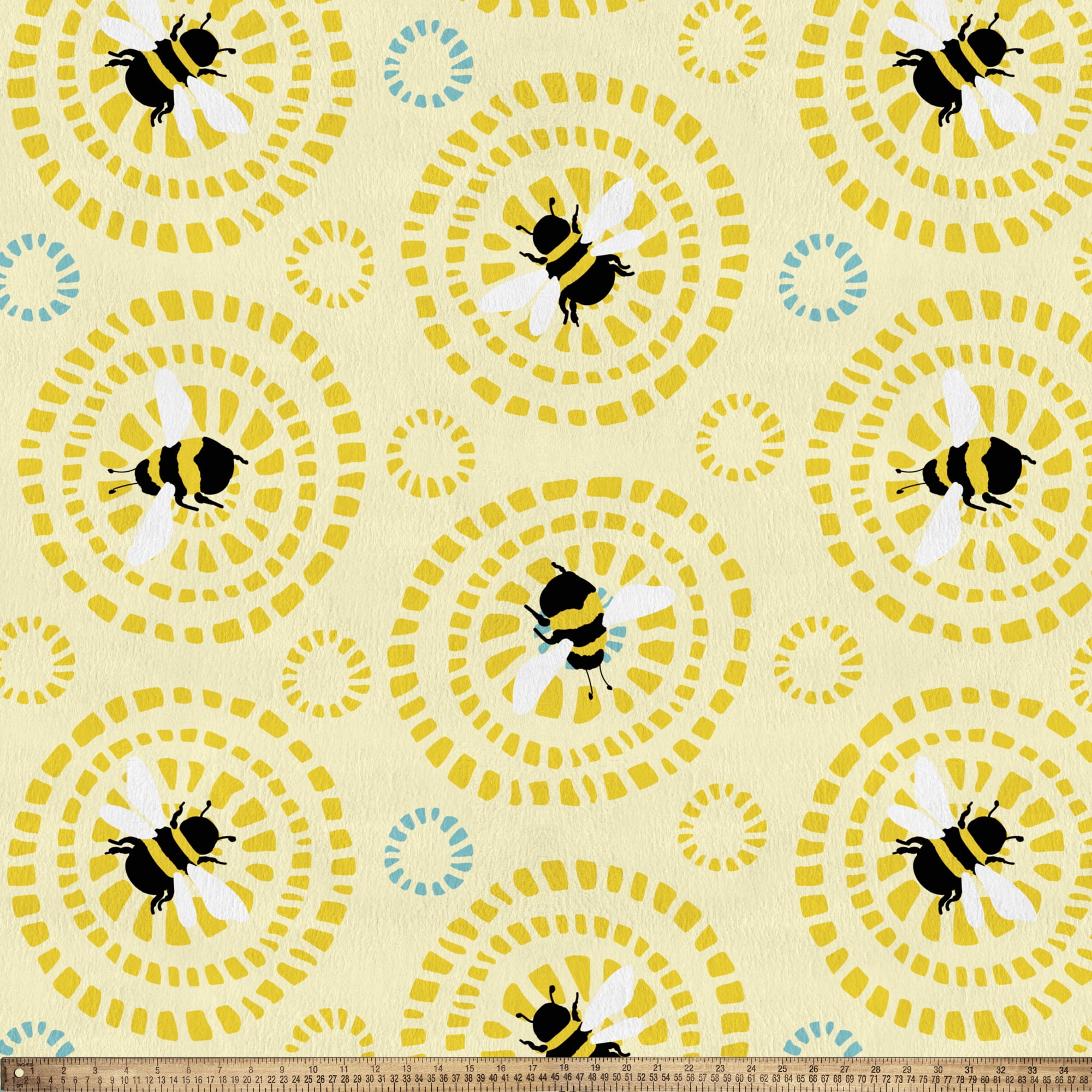 Mainstays 1.5 Yards 100% Polyester Brushed Fleece Bees Circles, Yellow, 60" Wide for Crafts