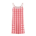 thumbnail image 4 of Teen Girls Summer Dresses with Pockets 2025 5-14 Years Kids Cute Plaid Printed Spaghetti Strap Going-Out Beach Short Mini Dress, 4 of 5