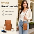 thumbnail image 4 of Touchscreen Phone Crossbody Bag for Women, Blocking Leather Cell Phone Purse with Clear Window, Small Crossbody Wallet with Adjustable Strap for Travel Shopping-Brown, 4 of 6