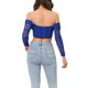 thumbnail image 3 of Top corto de corsé de manga larga de malla transparente Inspire Chic para mujeres, blusa con hombros al descubierto, bustier con varillas, color azul real, 3 of 6