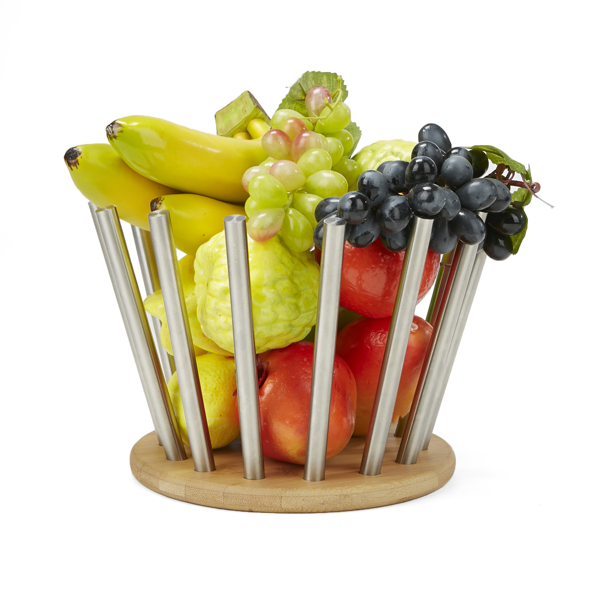 Mind Reader EnvironmentFriendly Bamboo and Stainless Fruit Bowl
