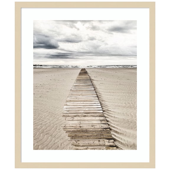 Amanti Art Sandy Beach Boardwalk Wood Framed Wall Art Print