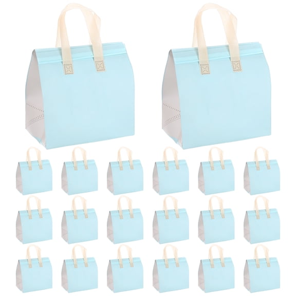 Uxcell Insulated Take Away Bags [20PCS] - Bulk Thermal Insulation Food- [Light Blue Bicolor-9.4IN]
